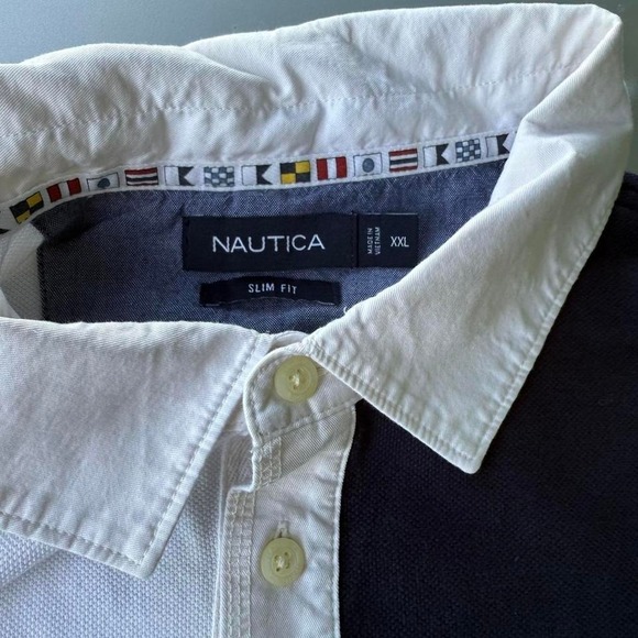 Nautica polo shirt in white and navy - Picture 4 of 8